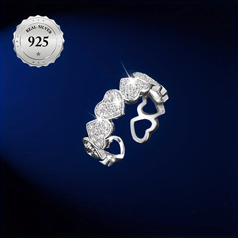 Women's Open Ring Surprise Gift Solid Cubic Zirconia S925 Silver